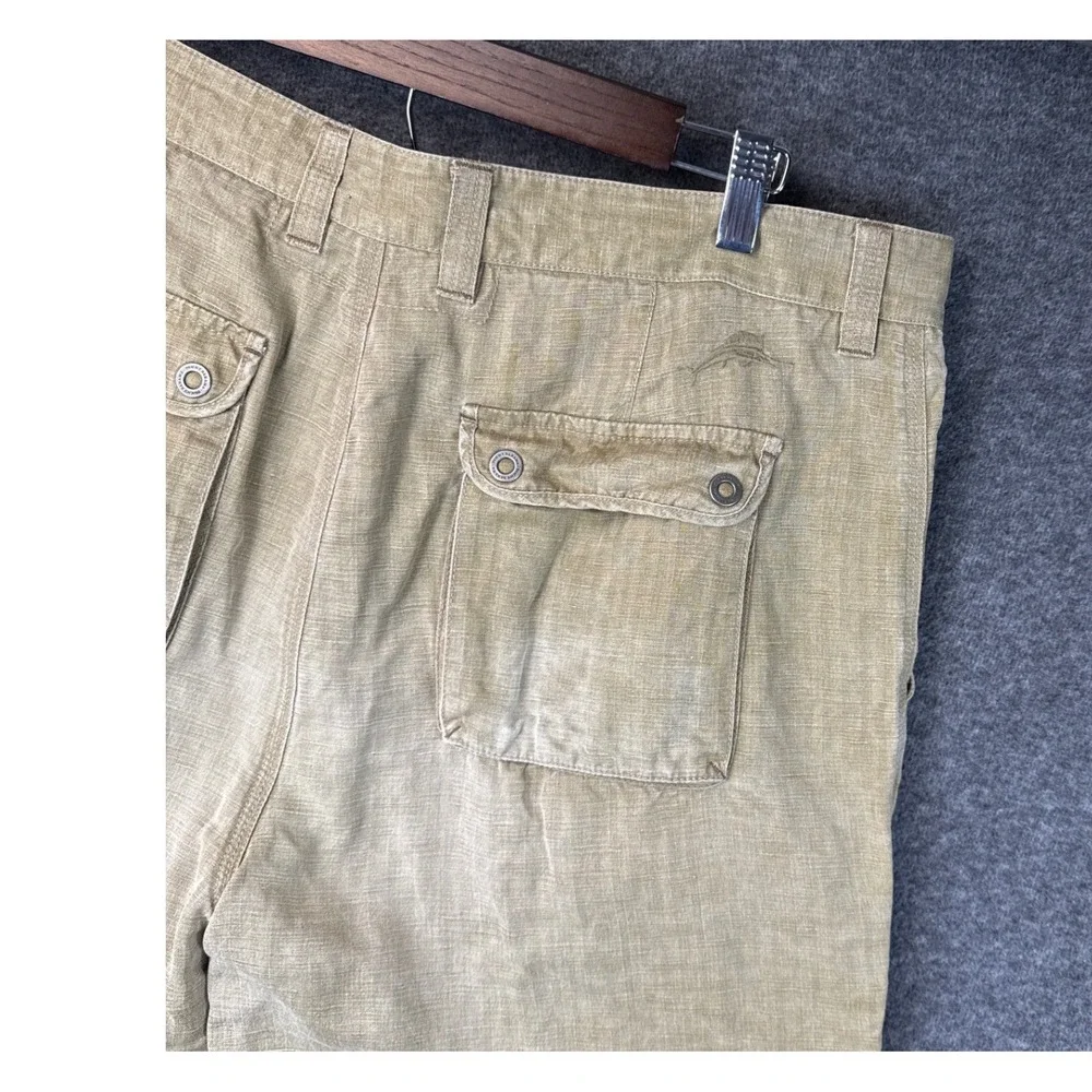 Tommy Bahama Mens 36 Linen‎ Silk Bermuda Shorts Tan Relaxed Summer Beach Bar EUC